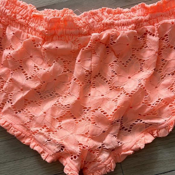 Victoria Secret Neon Orange Lace Eyelet Shorts - Size M - Picture 5 of 7